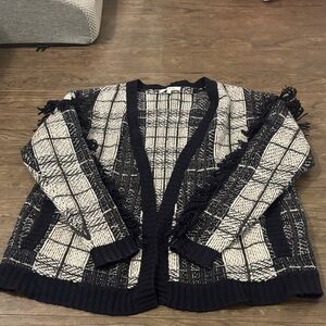 Madewell Plaid Fringe Cardigan